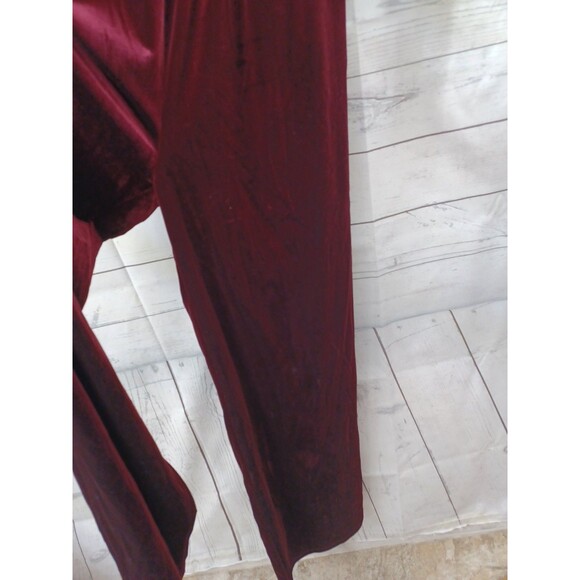 MTS Velvet Jumpsuit Burgundy Red Long Sleeve Stretch Sz L Straight Leg - Picture 4 of 7